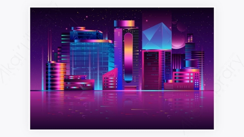 图片素材-科技未来派夜晚城市背景-15