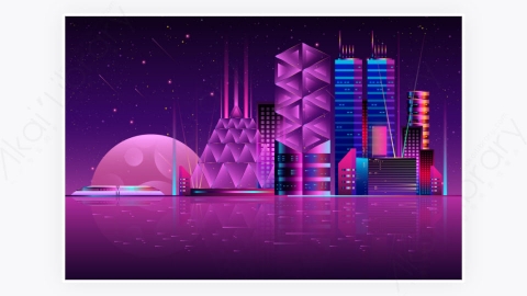 图片素材-科技未来派夜晚城市背景-18