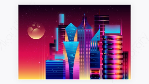 图片素材-科技未来派夜晚城市背景-26