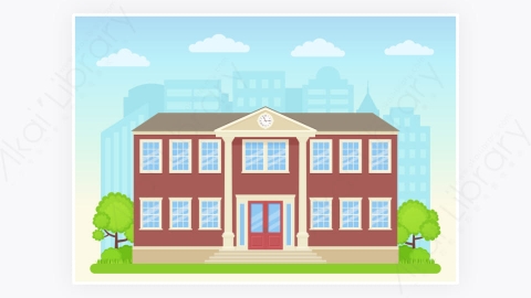 图片素材-大学门面插图建筑前视图