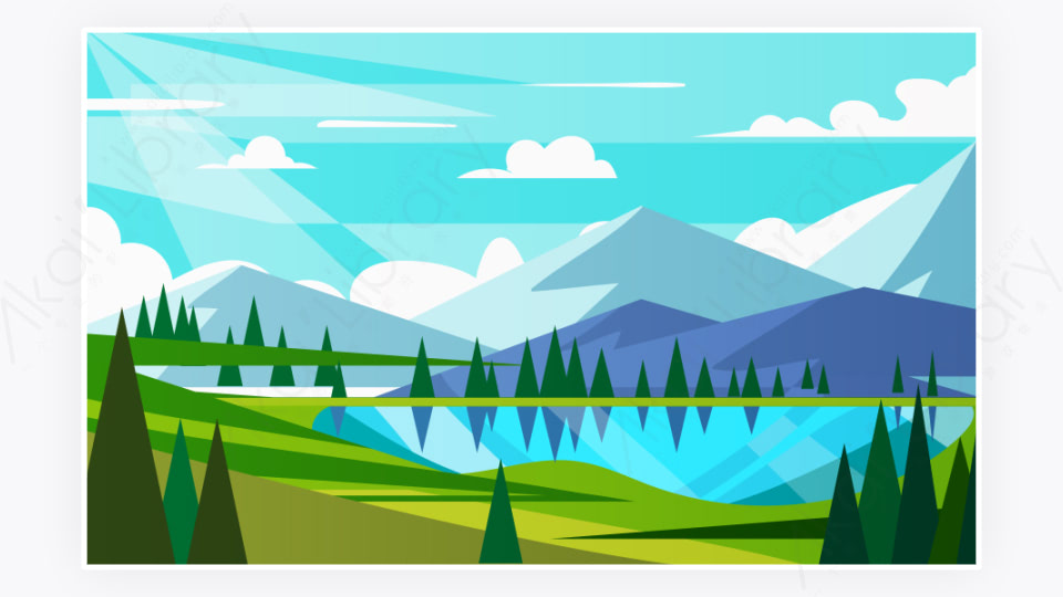 图片素材 春天山水景象插图 源库素材网