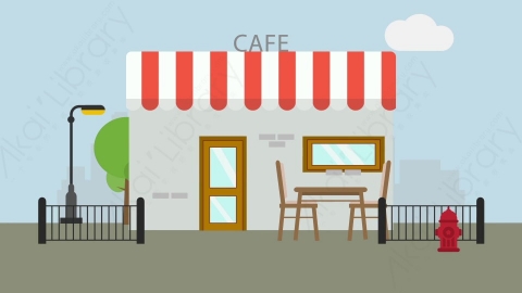 AE模板-MG扁平场景背景Cafe咖啡店店铺