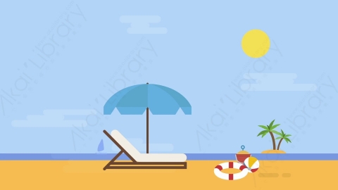 AE模板-MG扁平场景背景Beach沙滩海滩