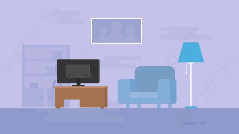 AE模板-MG扁平场景背景TV_Room客厅