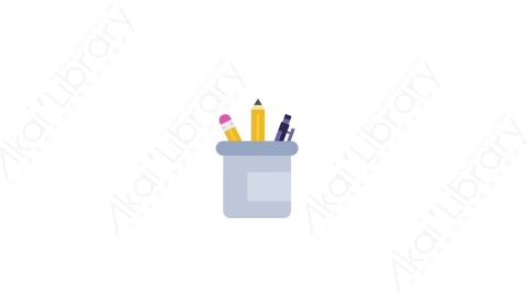 AE模板-MG扁平办公元素图标Pencil_Case笔筒