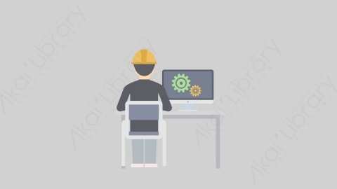 AE模板-MG扁平仓库管理人物角色Engineer_Computer