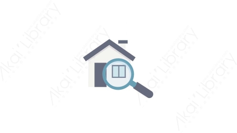 AE模板-MG扁平教育元素图标House_Real_Estate房屋放大镜