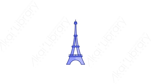 AE模板-MG扁平元素图标Paris巴黎埃菲尔铁塔地标建筑