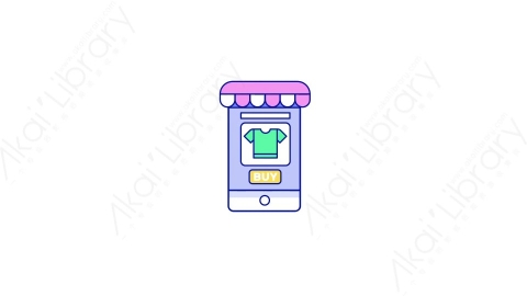 AE模板-MG扁平购物元素图标phone_store手机网上购物商店