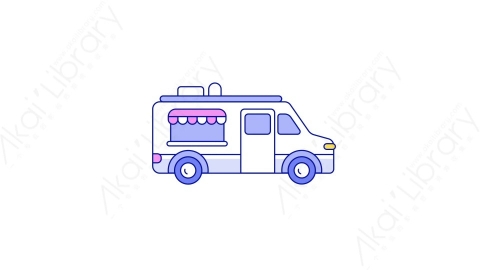 AE模板-MG扁平交通工具元素图标food_truck餐车