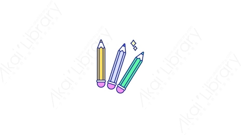 AE模板-MG扁平教育元素图标Pencils铅笔