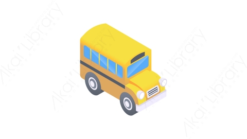 图片素材-013校车 school busMG等距立体卡通教育元素图标