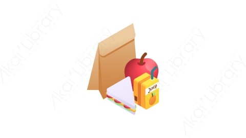 图片素材-018午餐 lunchMG等距立体卡通教育元素图标