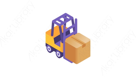 图片素材-029叉车 forkliftMG等距立体卡通快递货物配送交付元素图标