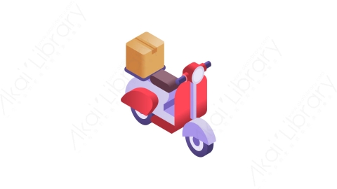 图片素材-034踏板车 scooterMG等距立体卡通快递货物配送交付元素图标