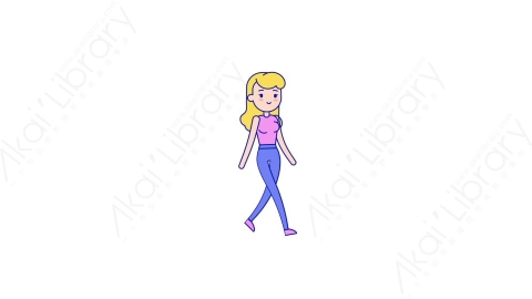 AE模板-MG扁平走路行走的人物角色Walking_Woman_3