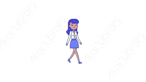 AE模板-MG扁平走路行走的人物角色Walking_Woman_4