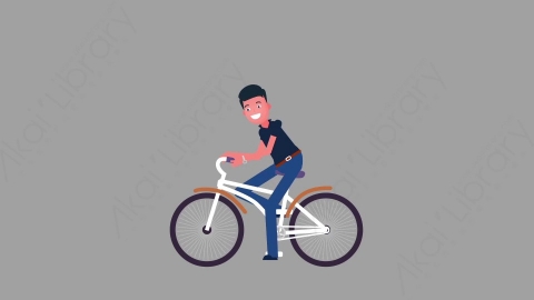 AE模板-MG扁平人物角色动作Bicycle骑自行车
