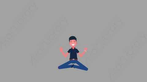 AE模板-MG扁平人物角色动作Meditation冥想思考