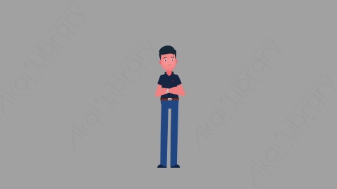 AE模板-MG扁平人物角色动作No手臂交叉摇头拒绝