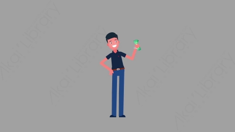 AE模板-MG扁平人物角色动作Pulling_Money掏出钱