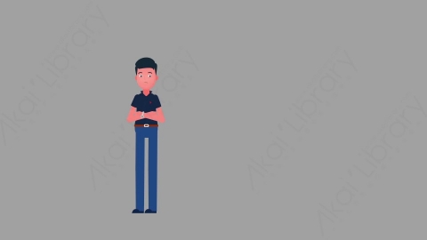 AE模板-MG扁平人物角色动作Pushed被人推着走