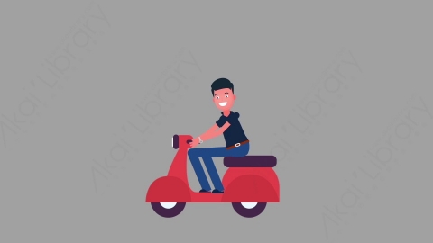 AE模板-MG扁平人物角色动作Scooter骑摩托车