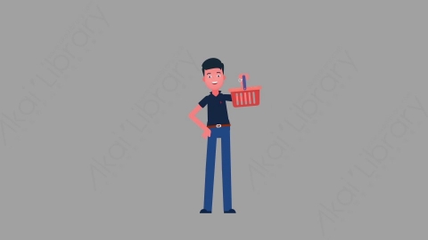 AE模板-MG扁平人物角色动作Shopping购物