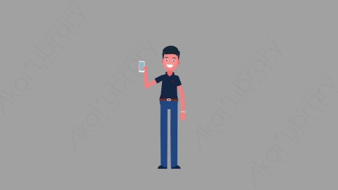 AE模板-MG扁平人物角色动作Showing_Phone手拿手机展示