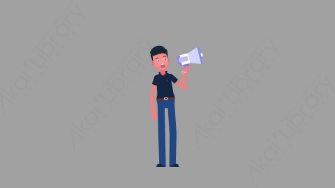 AE模板-MG扁平人物角色动作Speech拿着喇叭讲话喊话