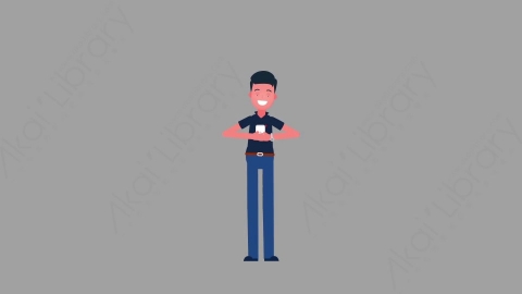 AE模板-MG扁平人物角色动作Standing_w_Phone手拿手机打字发消息