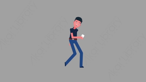 AE模板-MG扁平人物角色动作Walking_With_Phone拿着手机走路