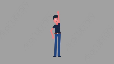 AE模板-MG扁平人物角色动作Yelling_for_Help高举手打招呼呼叫