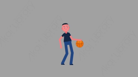 AE模板-MG扁平人物角色动作Dribbling_Boy打篮球的男孩
