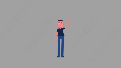 AE模板-MG扁平人物角色动作Hello_Boy打招呼的男孩