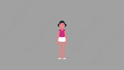 AE模板-MG扁平人物角色动作Hello_Girl打招呼的女孩
