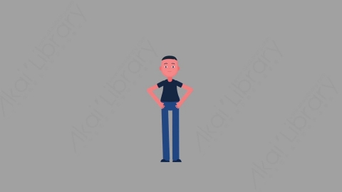 AE模板-MG扁平人物角色动作Standing_Boy站着的男孩