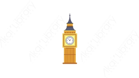 AE模板-MG扁平城市建筑元素图标Big ben clock tower钟楼