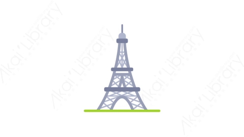 AE模板-MG扁平城市建筑元素图标Eiffel tower埃菲尔铁塔