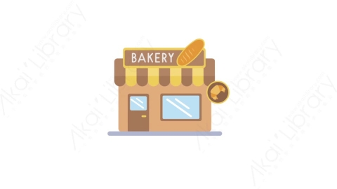 AE模板-MG扁平城市建筑元素图标Bakery面包店