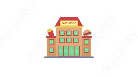 AE模板-MG扁平城市建筑元素图标Fast food restaurant快餐店