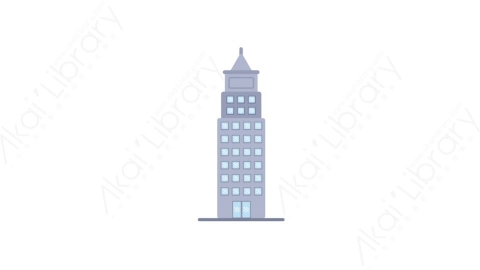 AE模板-MG扁平城市建筑元素图标Tall building (two)高层建筑
