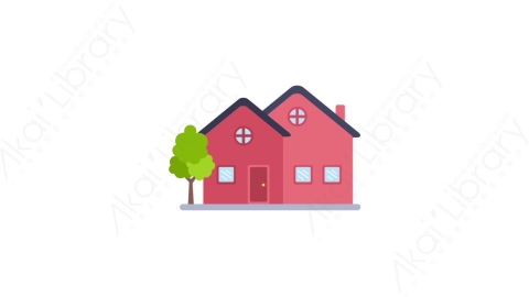 AE模板-MG扁平城市建筑元素图标Villa (one)别墅