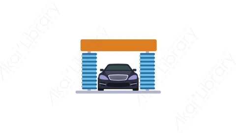 AE模板-MG扁平交通工具元素图标Car wash汽车车库