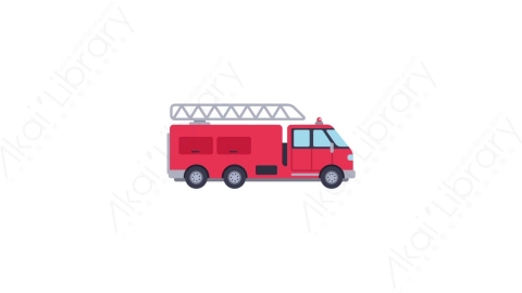 AE模板-MG扁平交通工具元素图标Fire truck消防车