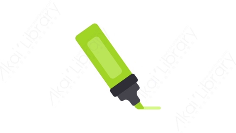AE模板-MG扁平教育元素图标Green highlighter绿色画笔
