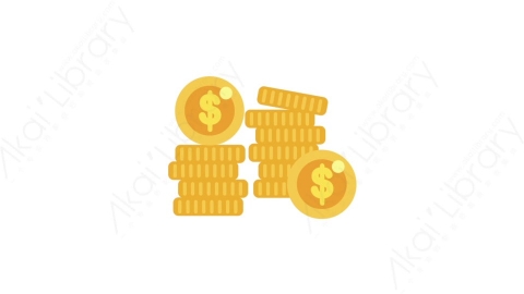 AE模板-MG扁平金融商务办公元素图标Coins (dollar)美元金币