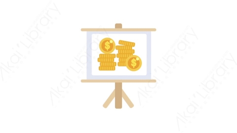 AE模板-MG扁平金融商务办公元素图标Coins presentation easel硬币展示画架