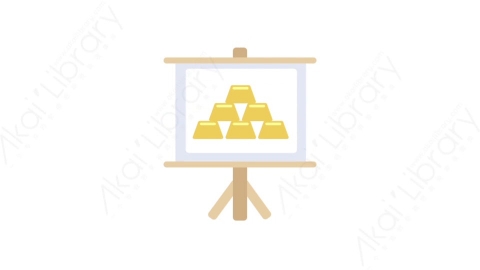 AE模板-MG扁平金融商务办公元素图标Gold ingots presentation easel画架展示金条