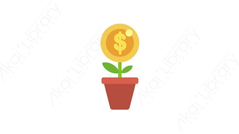 AE模板-MG扁平金融商务办公元素图标Money flower金币花朵